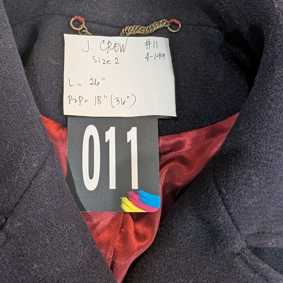 J.Crew Wool Peacoat Navy Gold Buttons Red Lining Classic Double Breasted Preppy‎ - Picture 12 of 12